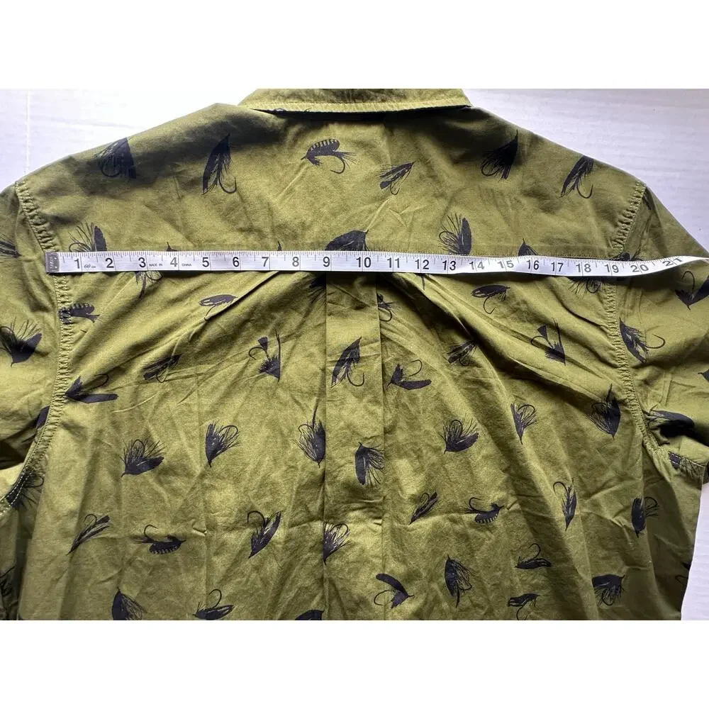 The North Face Baytrail Green Fly Fishing Lure Print Short Sleeve Shirt Mens XL